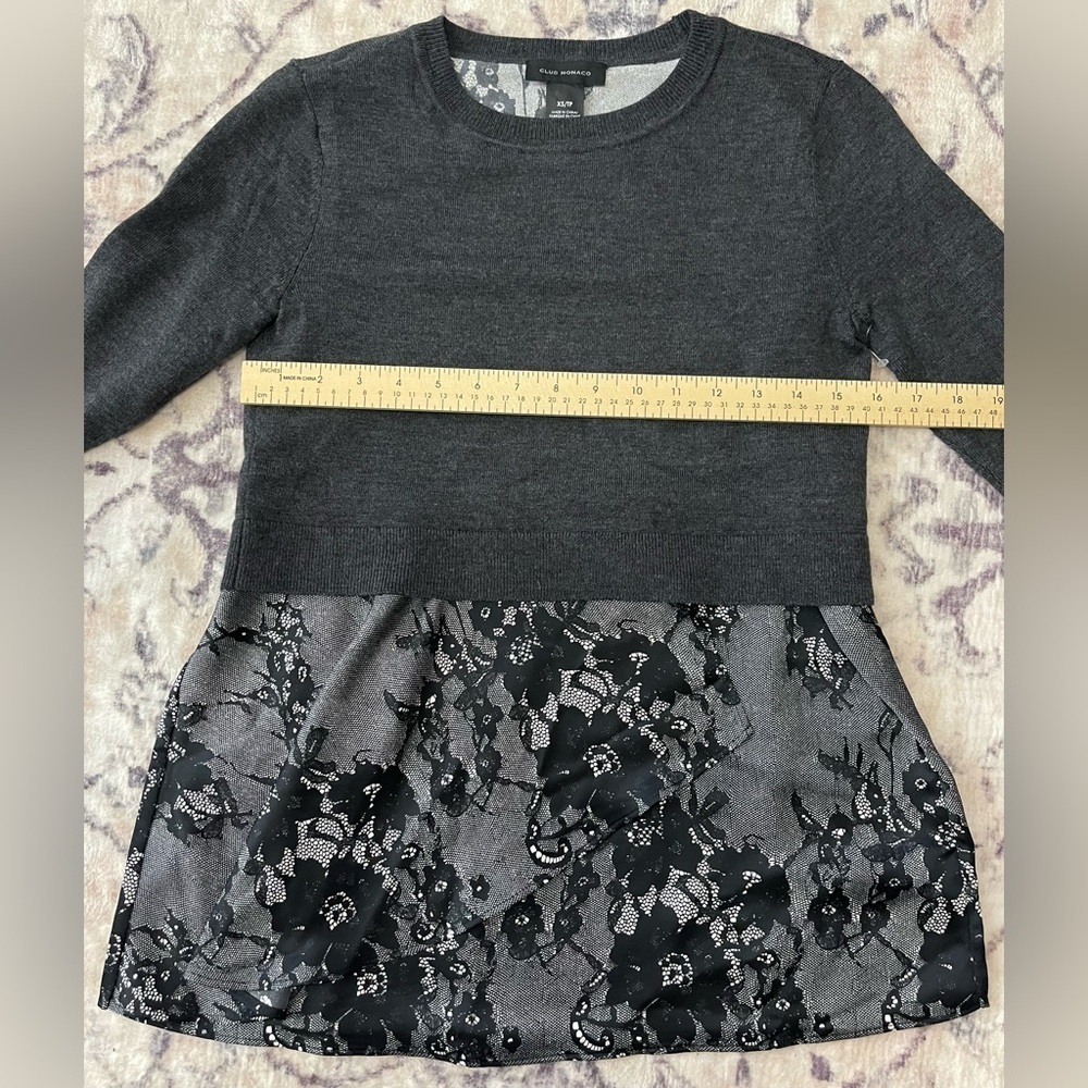 CLUB MONACO NWOT Claribel Layered Look Merino Wool Sweater Charcoal Size XS - Picture 4 of 8
